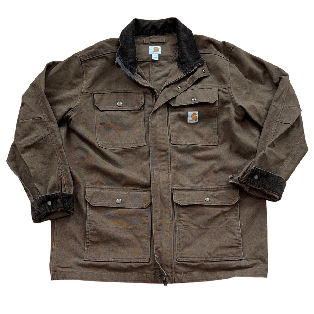 Carhartt Brown‎ Canvas Work Jacket Coat Corduroy Men's size Large